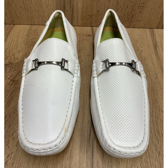 Franco Vanucci Mens Jeremy Loafers Slip On Shoes Faux Leather White Size 8.5 - Picture 4 of 16
